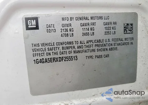 2013 Buick Lacrosse z USA, uszkodzony, nr VIN 1G4GA5ERXDF255513
